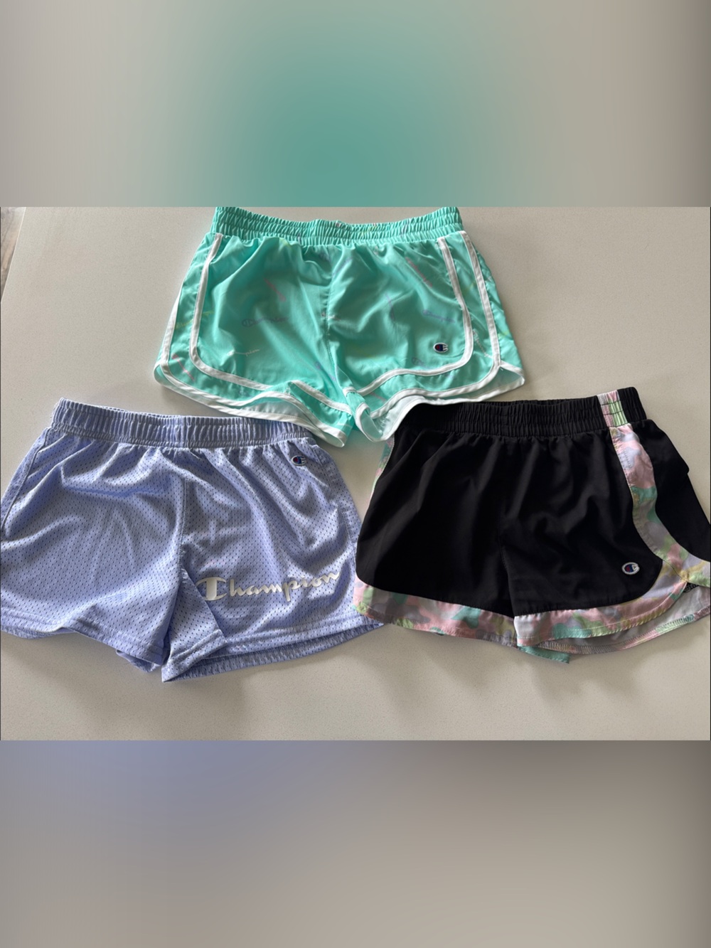 Champion Girls' Shorts Trio - Lavender, Mint & Black with Pastel Accents